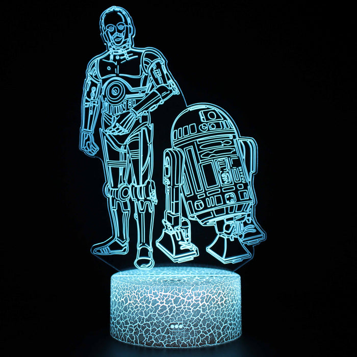 Star Wars C-3PO & R2D2 Character 3D Optical Illusion Lamp