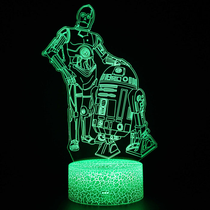 Star Wars C-3PO & R2D2 Character 3D Optical Illusion Lamp