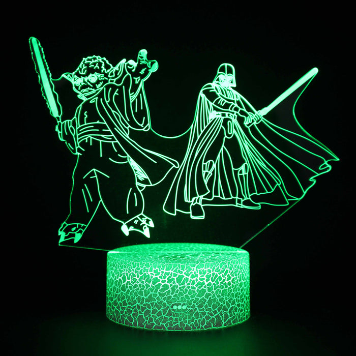 Yoda & Darth Vader Star Wars Character 3D Optical Illusion Lamp