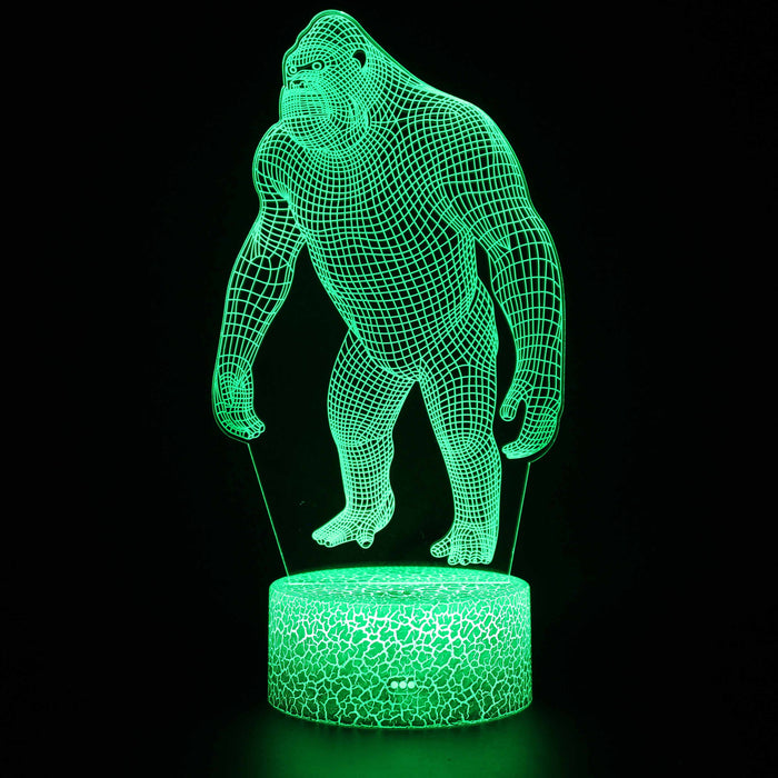 Realistic Gorilla 3D Optical Illusion Lamp