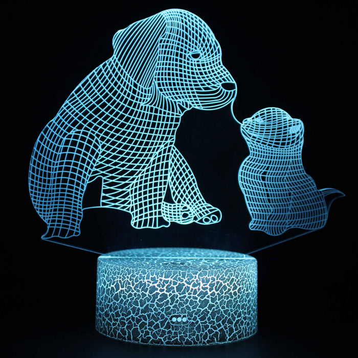 Adorable Puppy Dog & Kitten 3D Optical Illusion Lamp