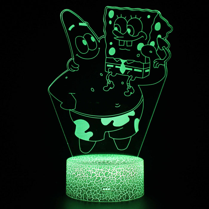 Happy Spongebob & Patrick 3D Optical Illusion Lamp