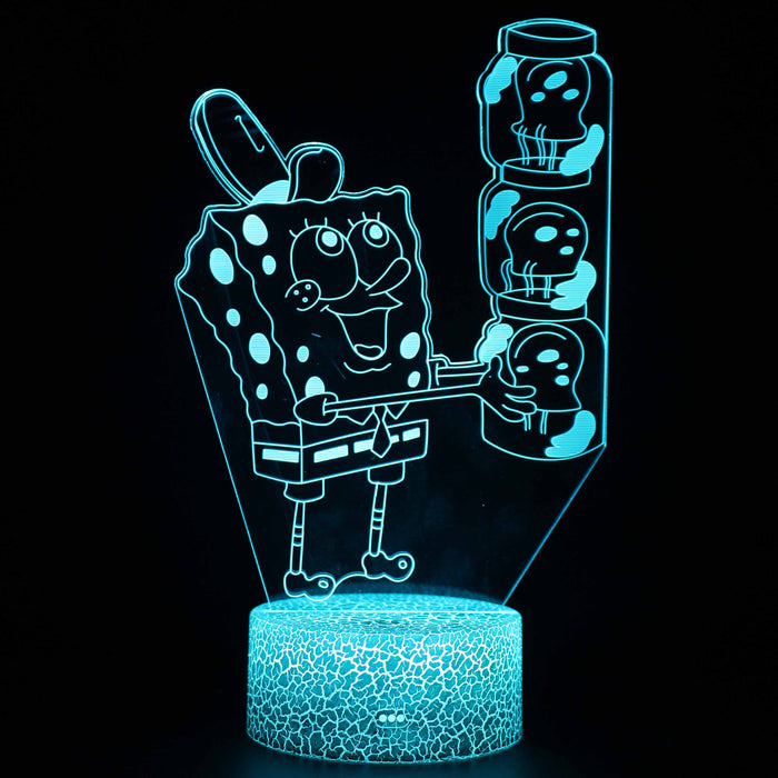 Spongebob With Jellyfish 3D Optical Illusion Lamp