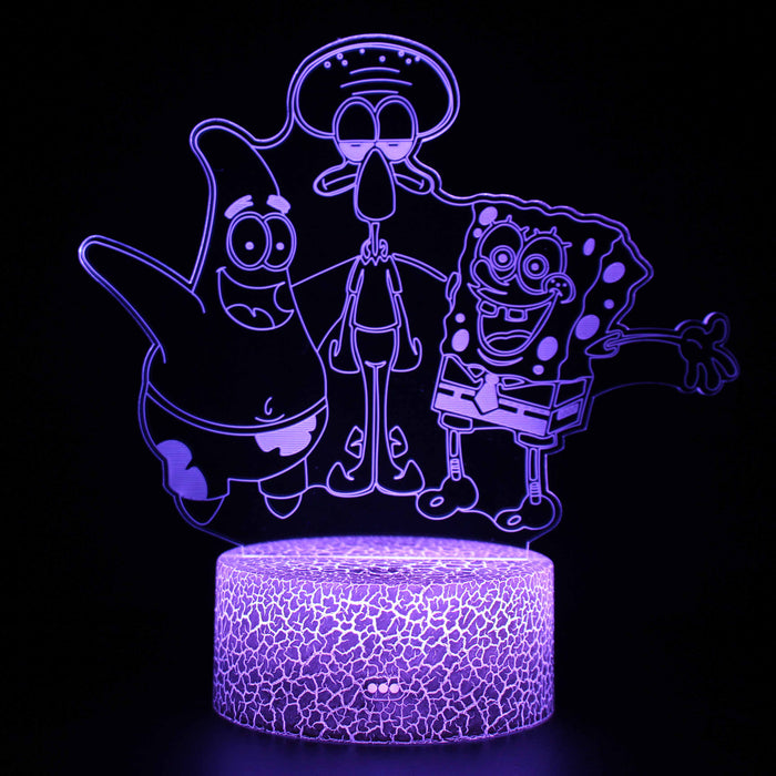 Spongebob Squidward & Patrick 3D Optical Illusion Lamp