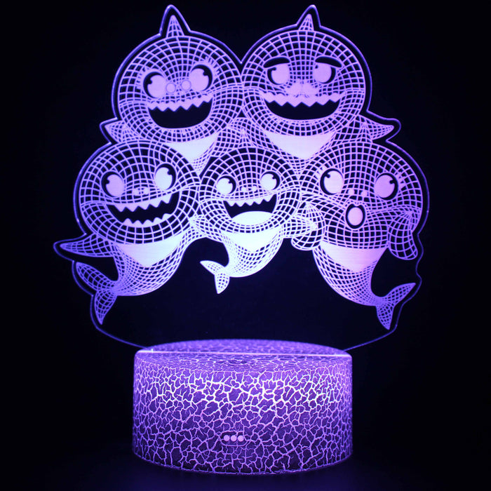 Baby Shark Family 3D Optical Illusion Lamp