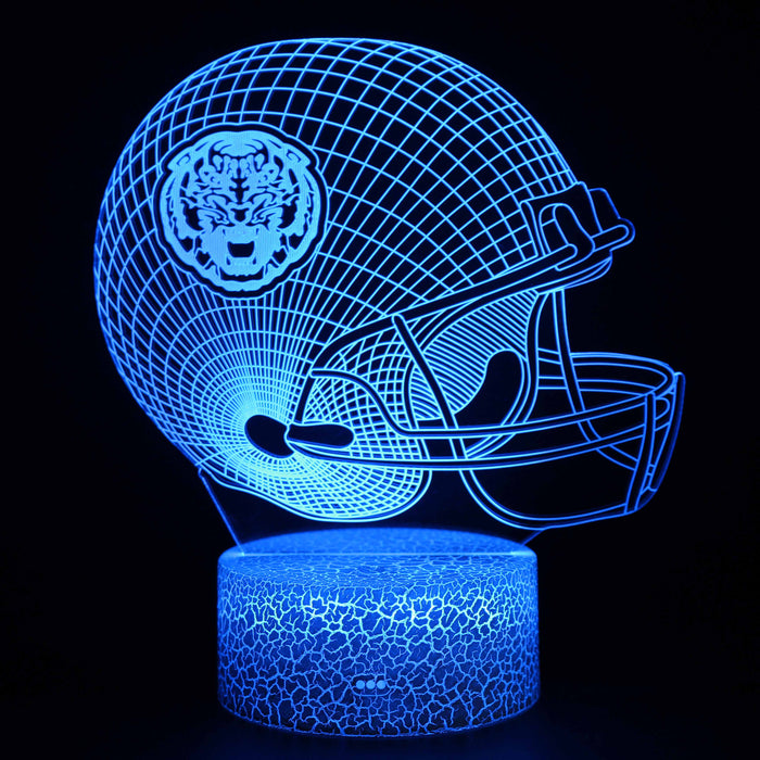 Tiger Football Helmet 3D Optical Illusion Lamp