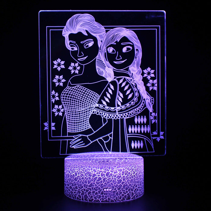 Frozen Anna & Elsa 3D Optical Illusion Lamp