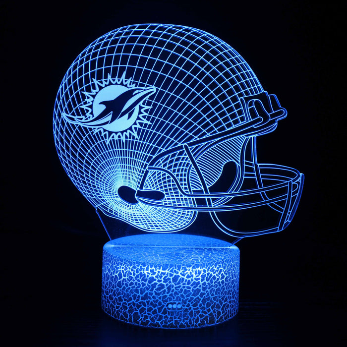 Miami Dolphins Football Helmet 3D Optical Illusion Lamp