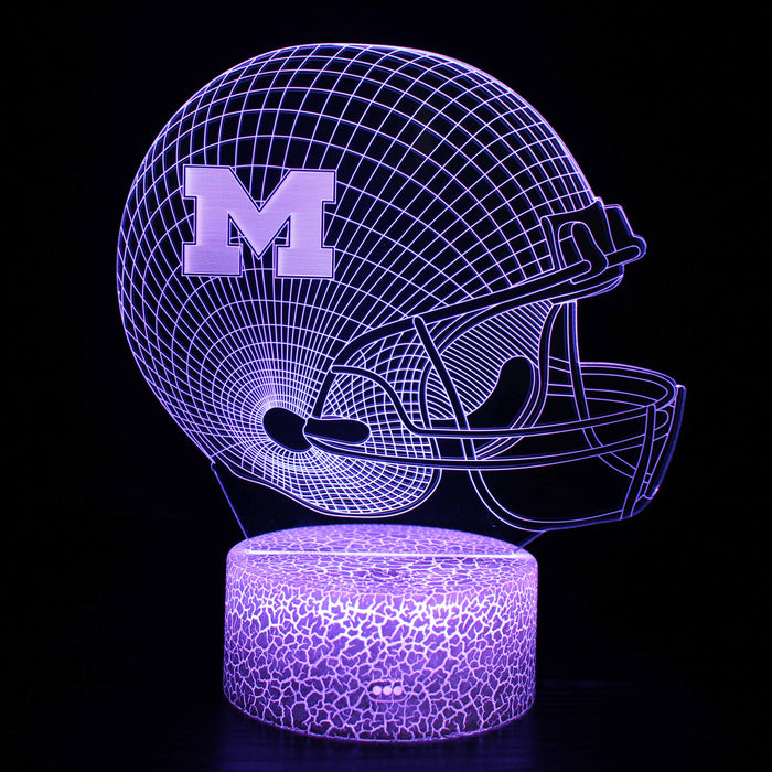 Michigan Wolverines Football Helmet 3D Optical Illusion Lamp