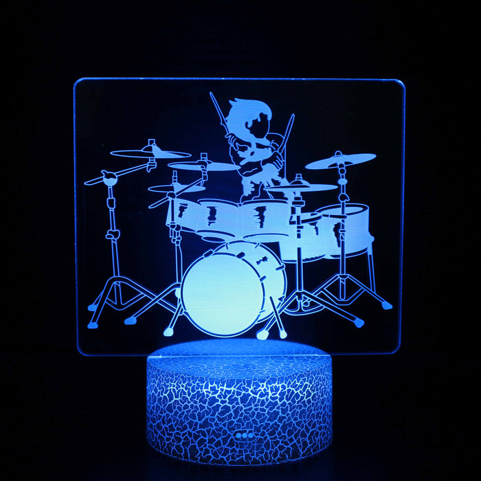 Drummer & Drumset 3D Optical Illusion Lamp