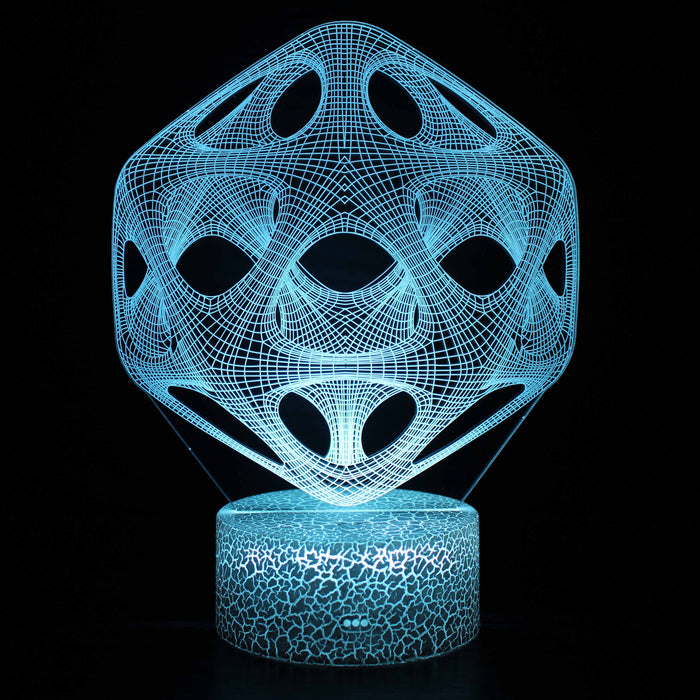 Blue Abstract Geometric 3D Optical Illusion Lamp
