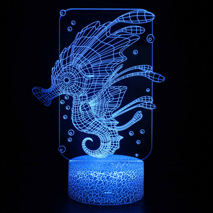 Realistic Seahorse Fish Marine Life 3D Optical Illusion Lamp