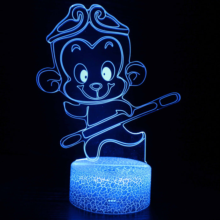 Cute Animated Baby Monkey 3D Optical Illusion Lamp