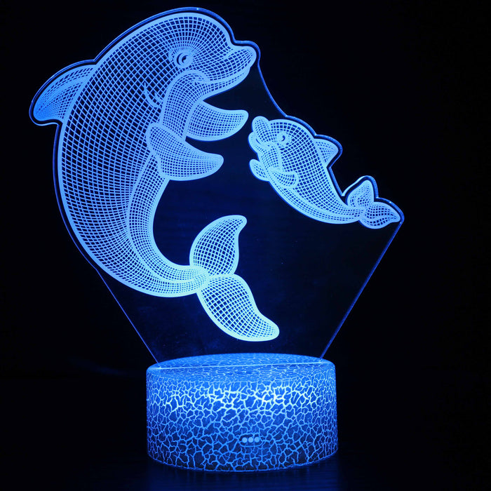 Realistic Dolphin Marine Life 3D Optical Illusion Lamp