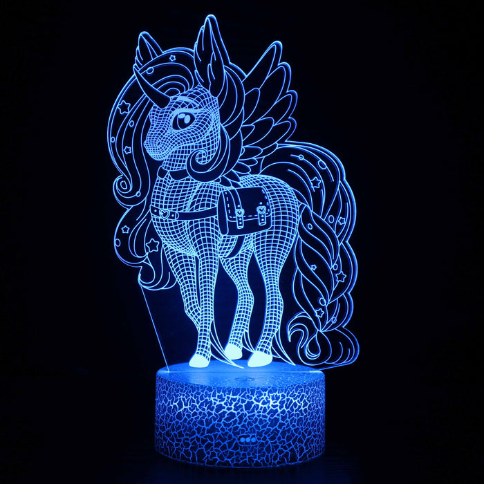 Abstract Beautiful Baby Unicorn With a Bag Optical Illusion Lamp