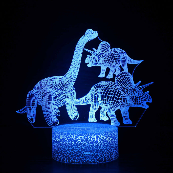 3 Realistic Dinosaur 3D Optical Illusion Lamp