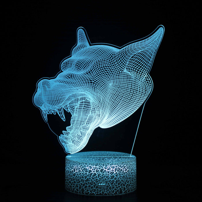 Abstract Growling Wolf Optical Illusion Lamp