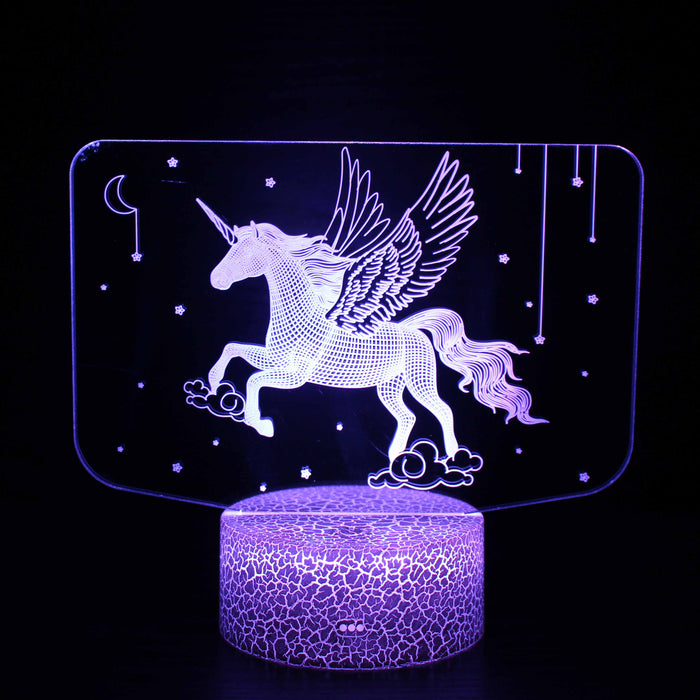 Abstract Beautiful Flying Baby Unicorn Optical Illusion Lamp