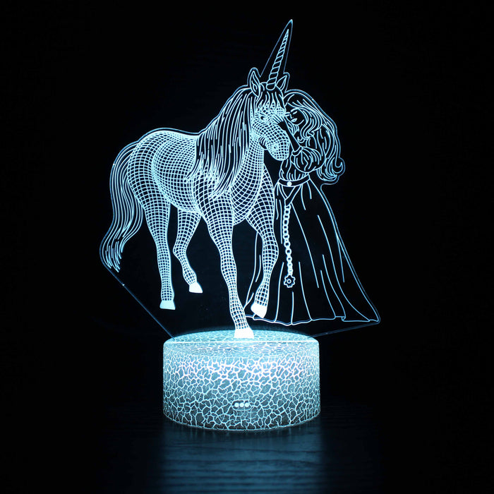 Abstract Beautiful Unicorn With A Princess Optical Illusion Lamp