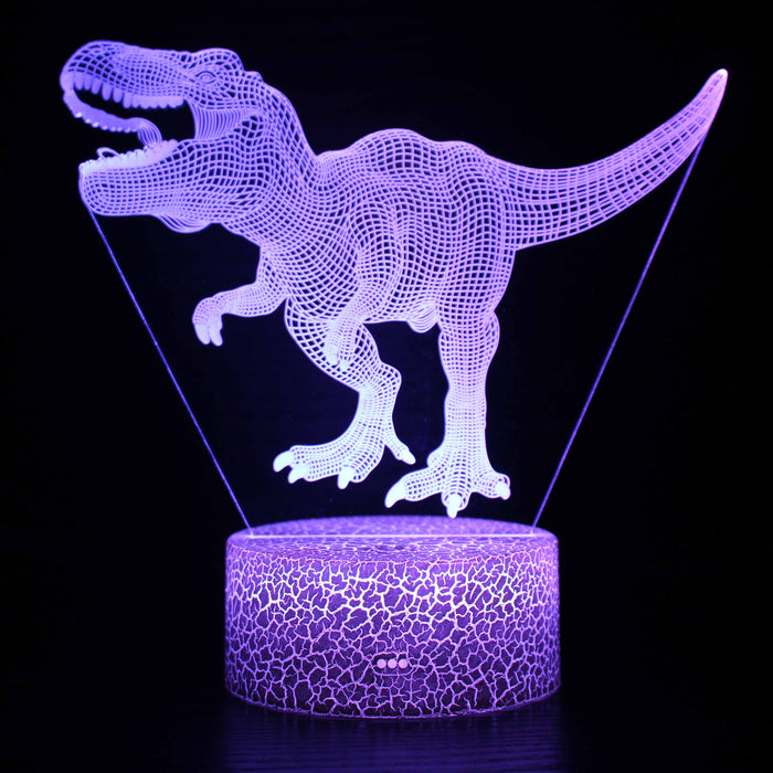 Cartoon Animated T-Rex Dinosaur 3D Optical Illusion Lamp