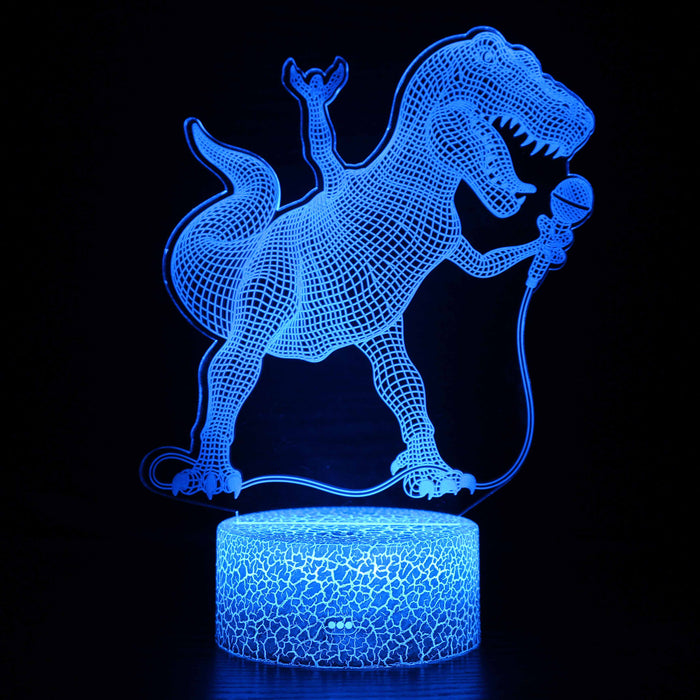 Cartoon Singing T-Rex Dinosaur 3D Optical Illusion Lamp