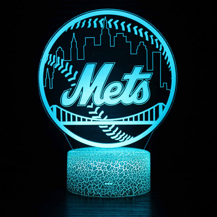 Mets Team Logo 3D Optical Illusion Lamp