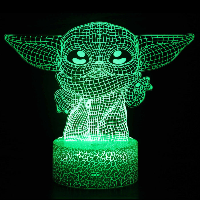 Cute Yoda Star Wars Character 3D Optical Illusion Lamp