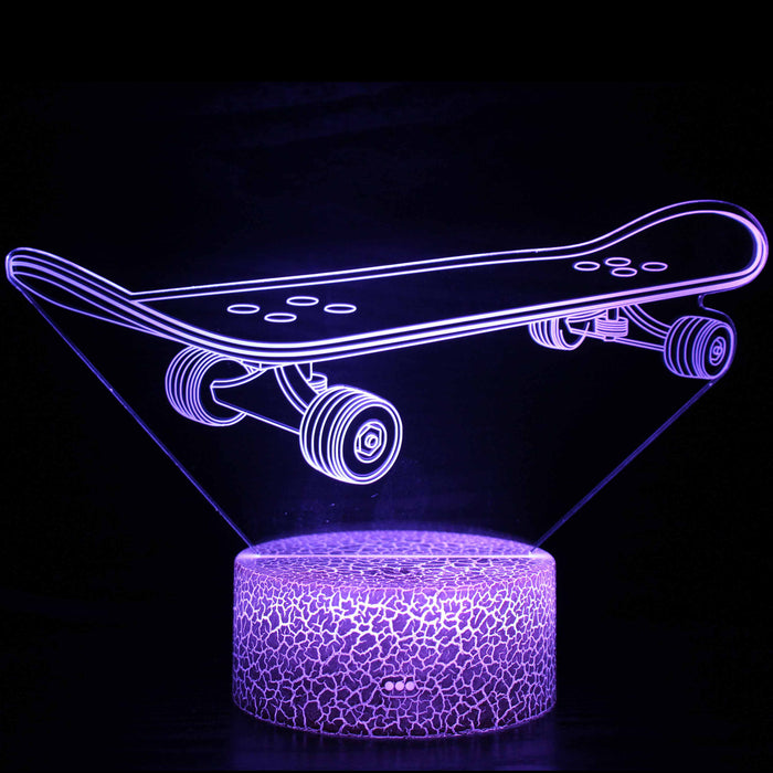 Skateboard 3D Optical Illusion Lamp