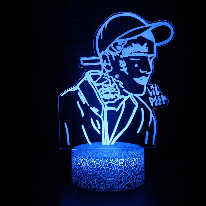 Famous Singer Rapper Lil Peep 3D Optical Illusion Lamp