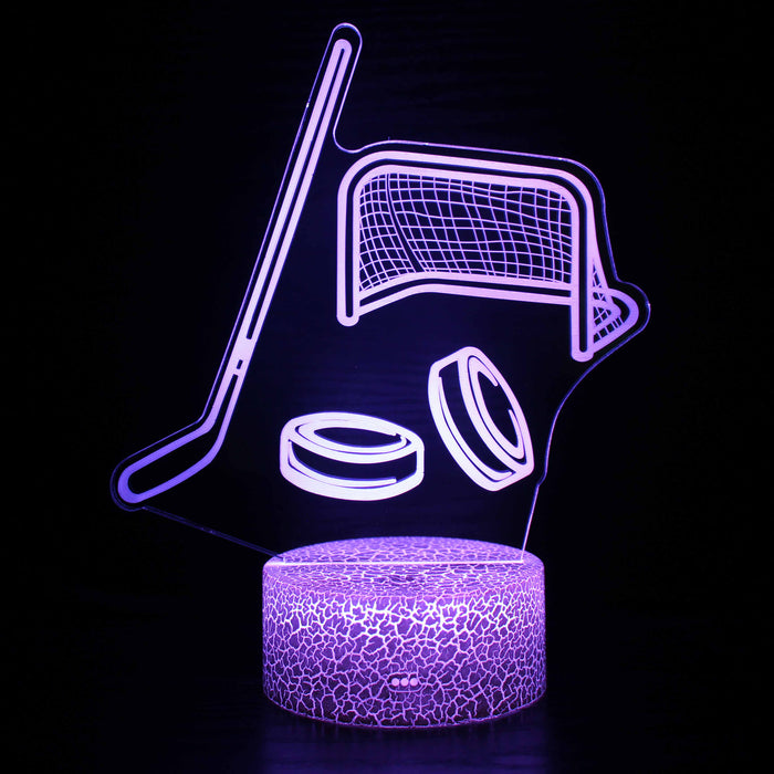Hockey Net & Puck 3D Optical Illusion Lamp
