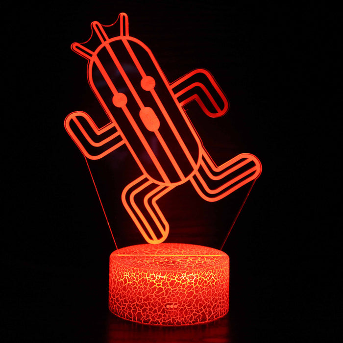 Red Running Cactus Cartoon Optical Illusion Lamp