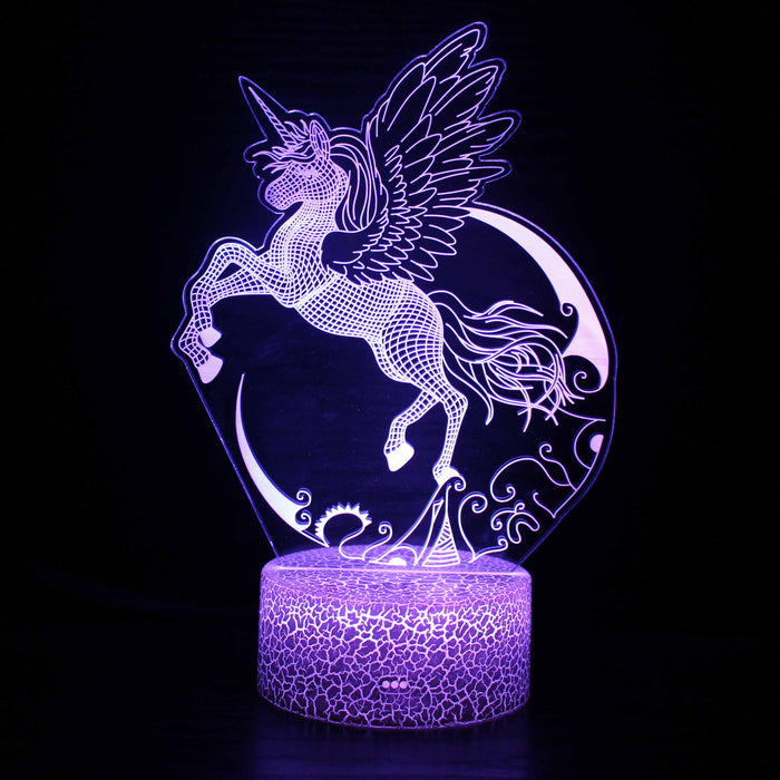 Abstract Purple With Moon Unicorn Optical Illusion Lamp