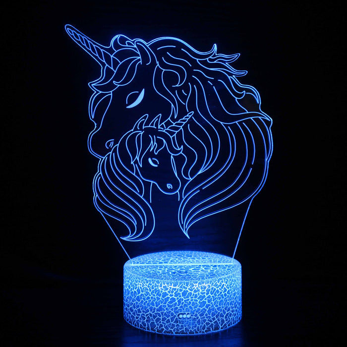 Abstract Beautiful Two Unicorn Optical Illusion Lamp