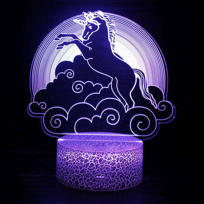 Abstract Beautiful Unicorn With Clouds Optical Illusion Lamp