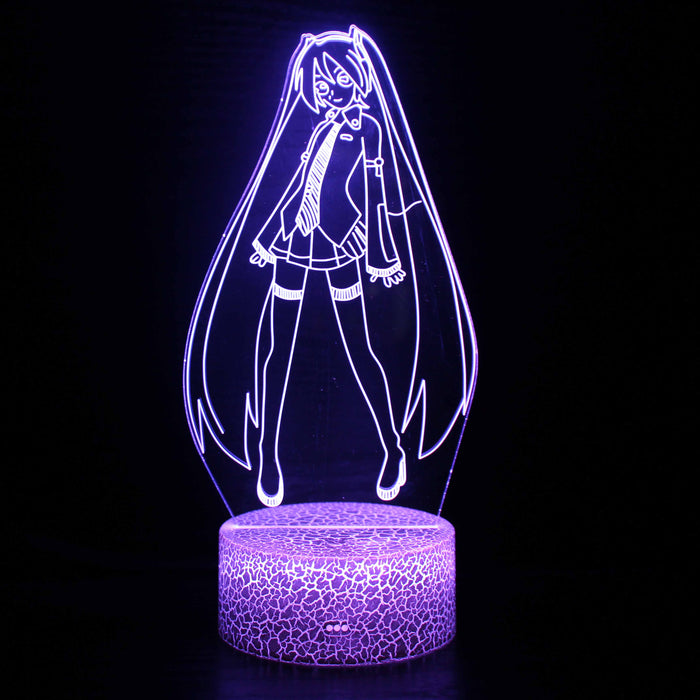 Hatsune Miku Cute Long Hair Anime Cartoon Optical Illusion Lamp