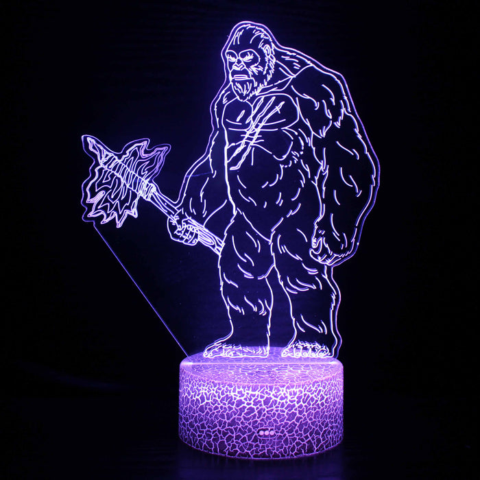 Realistic Gorilla Man 3D Optical Illusion Lamp