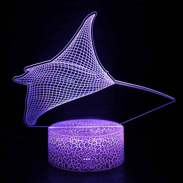 Realistic Stingray Fish Marine Life 3D Optical Illusion Lamp