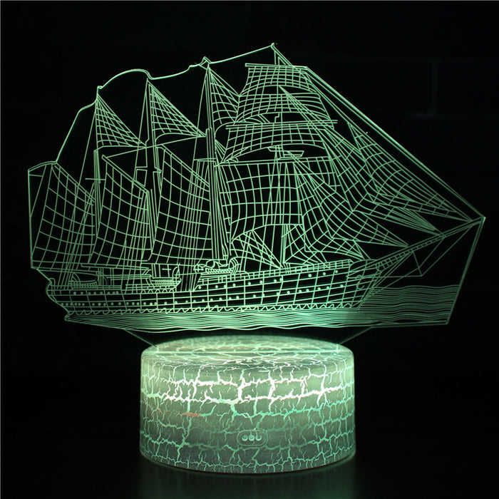 Sailboat 3D Optical Illusion Lamp