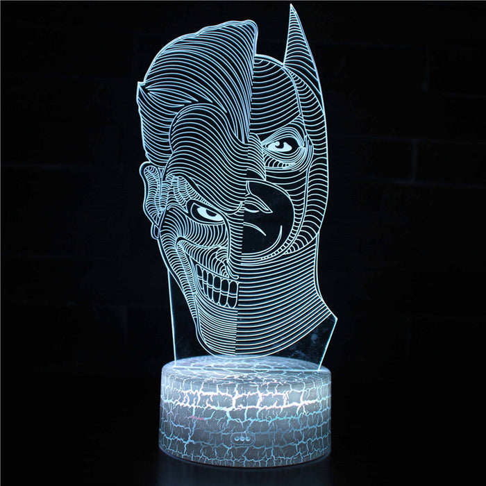 The Joker & Batman Split Face 3D Optical Illusion Lamp