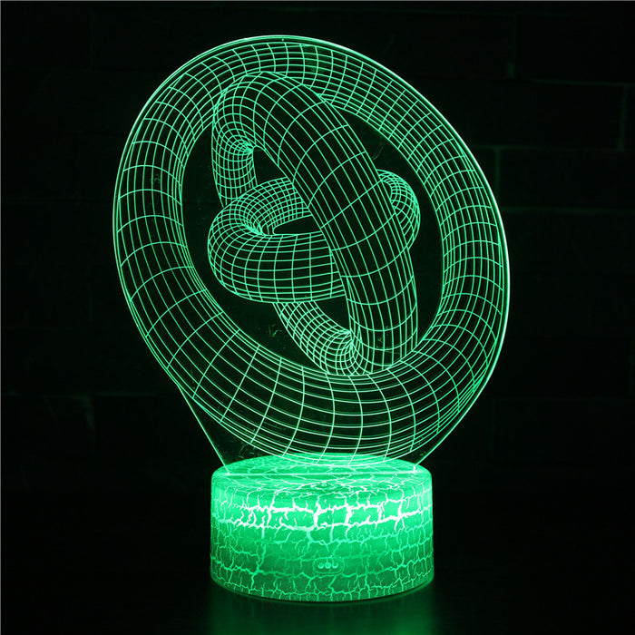Green Abstract Rotating Circles 3D Optical Illusion Lamp