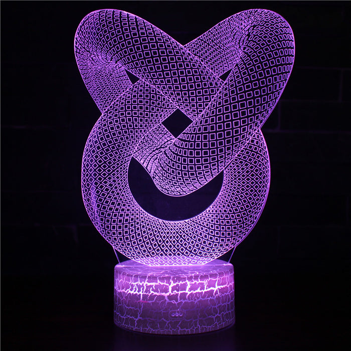 Purple Abstract Knot 3D Optical Illusion Lamp