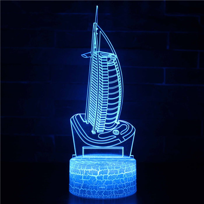 Burj Al Arab Building 3D Optical Illusion Lamp