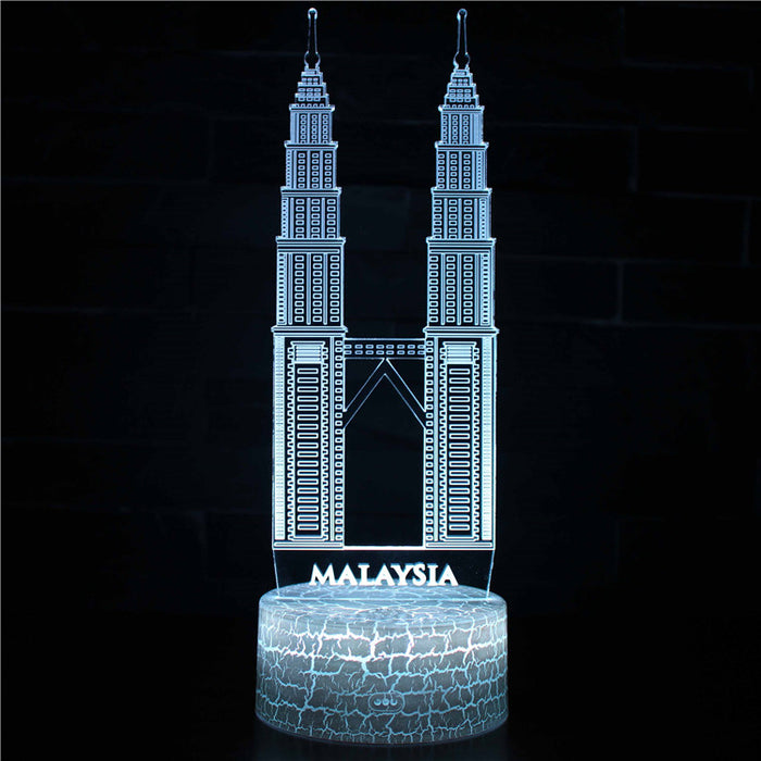 Petronas Towers Building 3D Optical Illusion Lamp