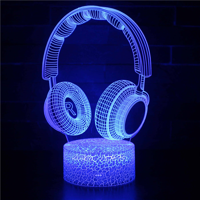 Abstract 3D Headphones Illusion Lamp