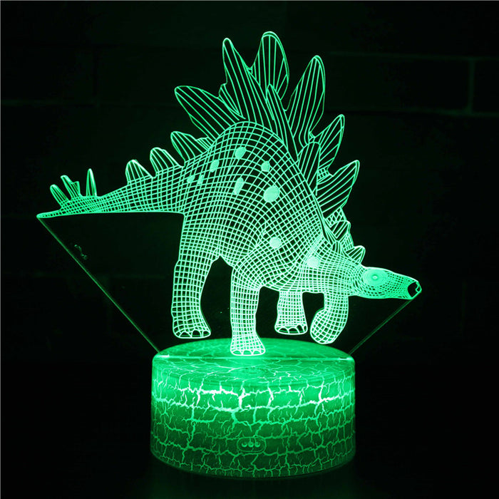 Realistic Stegosaurus Dinosaur 3D Optical Illusion Lamp