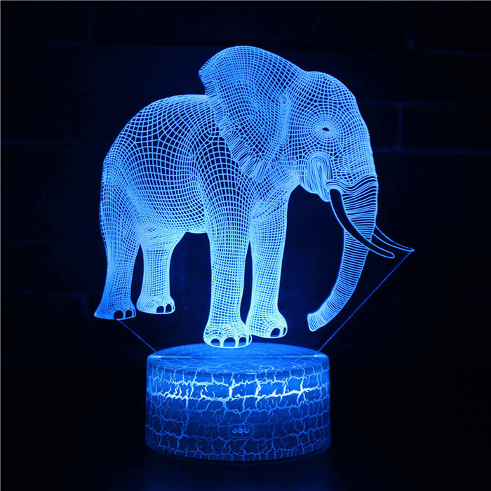 Realistic Elephant 3D Optical Illusion Lamp