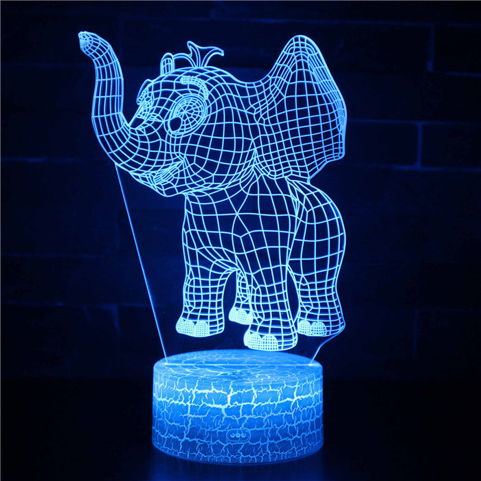 Adorable Cartoon Elephant 3D Optical Illusion Lamp