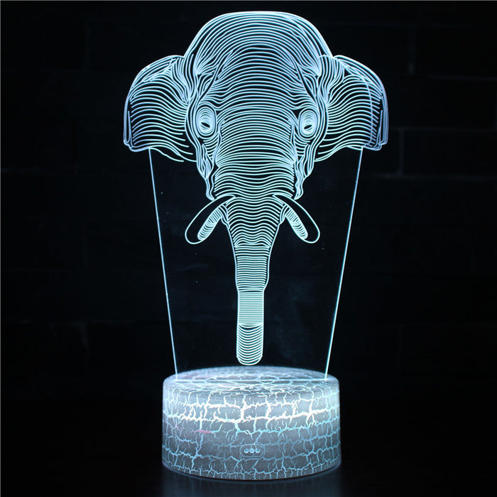 Realistic Elephant Head 3D Optical Illusion Lamp