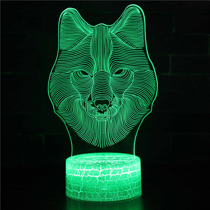 Abstract Front Facing Wolf Optical Illusion Lamp