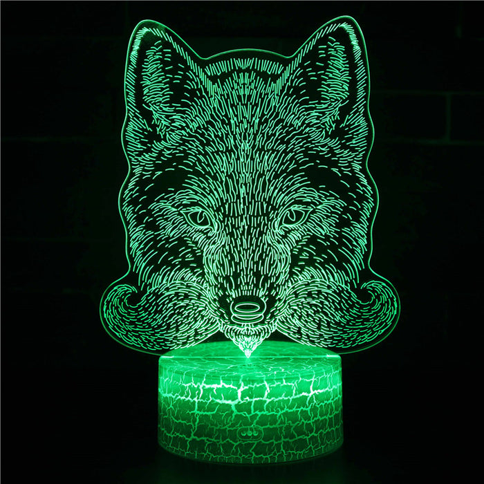 Abstract Furry Wolf Optical Illusion Lamp
